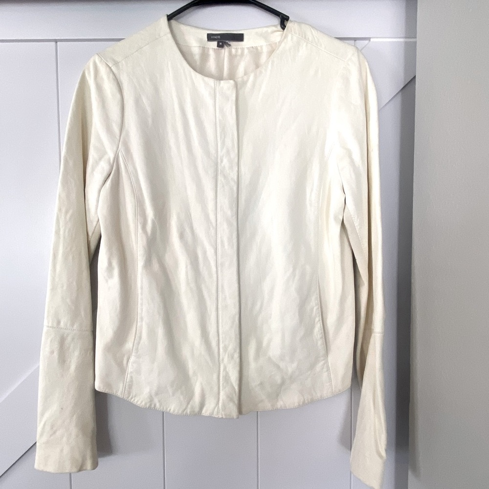 Vince leather blazer-off white,size small (S, 2-4)
